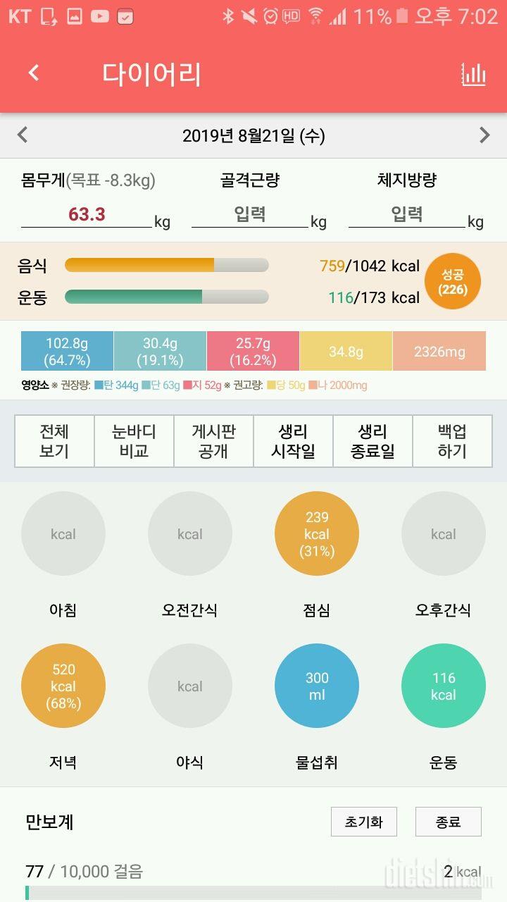 30일 1,000kcal 식단 2일차 성공!