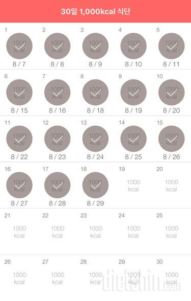 30일 1,000kcal 식단 18일차 성공!