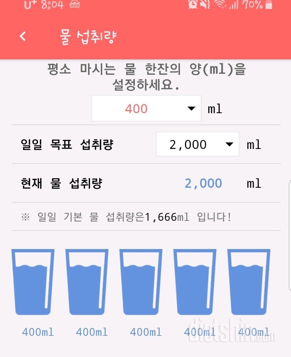 30일 하루 2L 물마시기 10일차 성공!