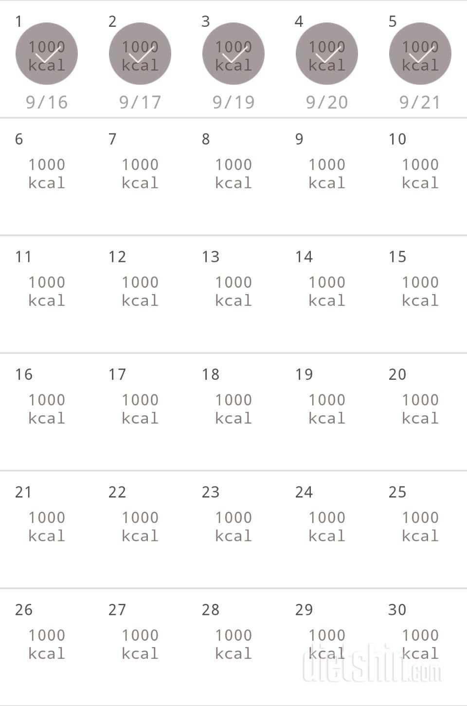 30일 1,000kcal 식단 5일차 성공!