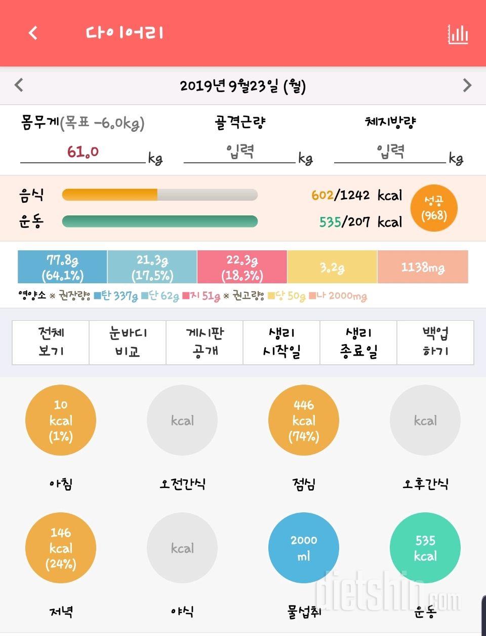 30일 하루 2L 물마시기 1일차 성공!