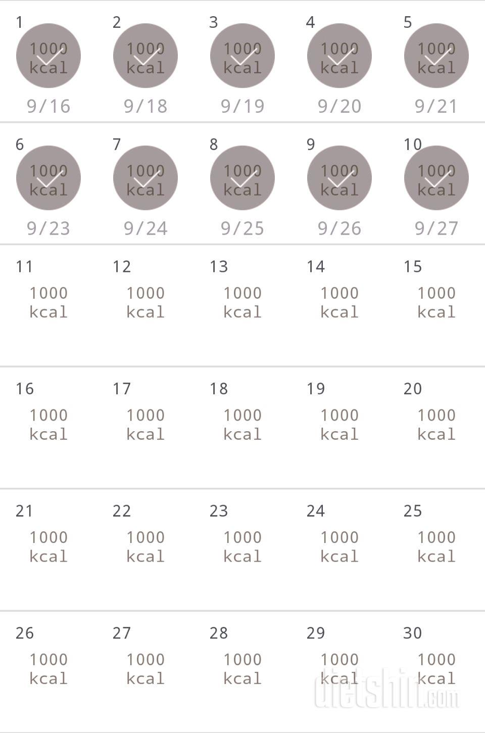 30일 1,000kcal 식단 10일차 성공!