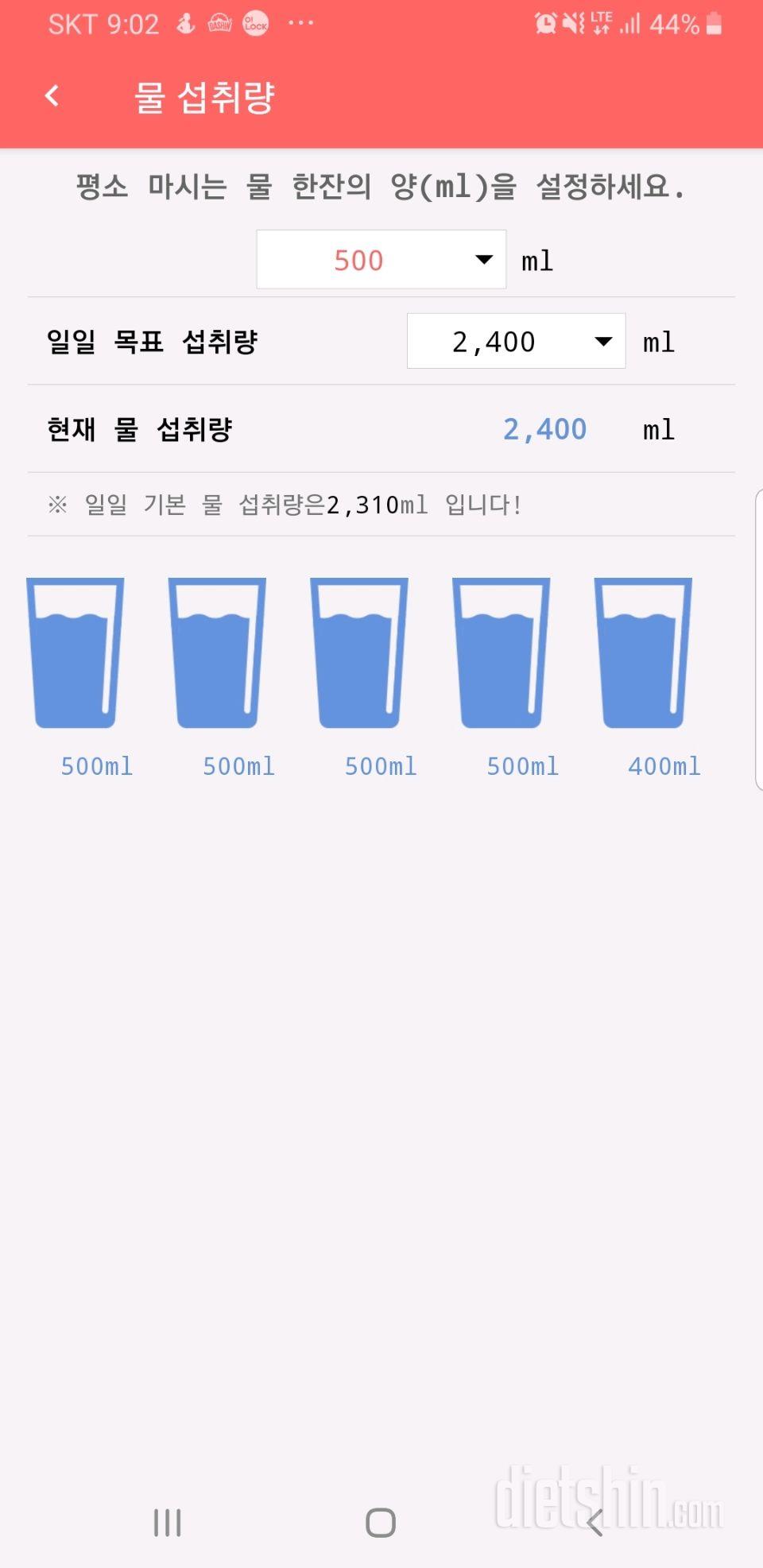 30일 하루 2L 물마시기 10일차 성공!