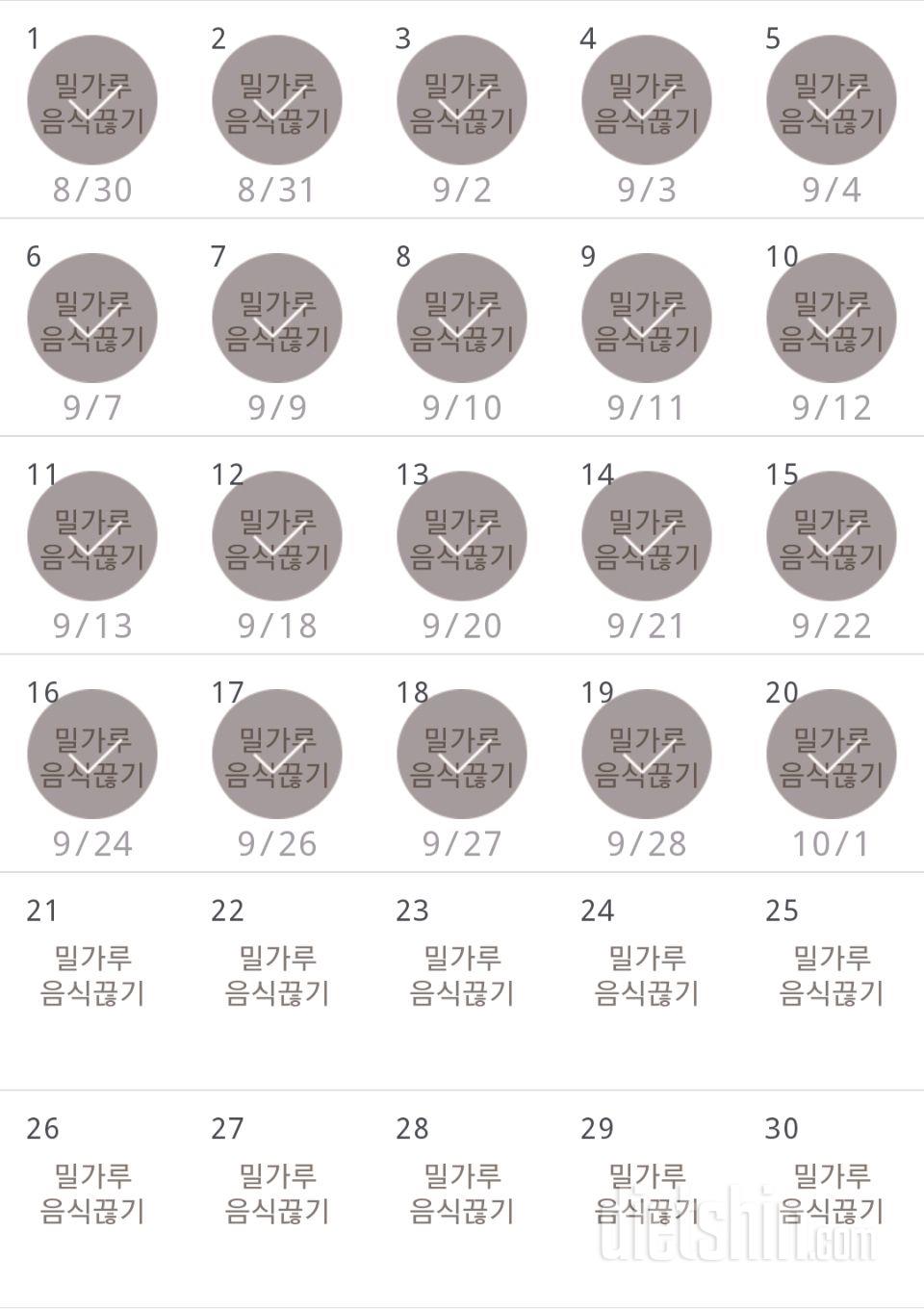 30일 밀가루 끊기 20일차 성공!