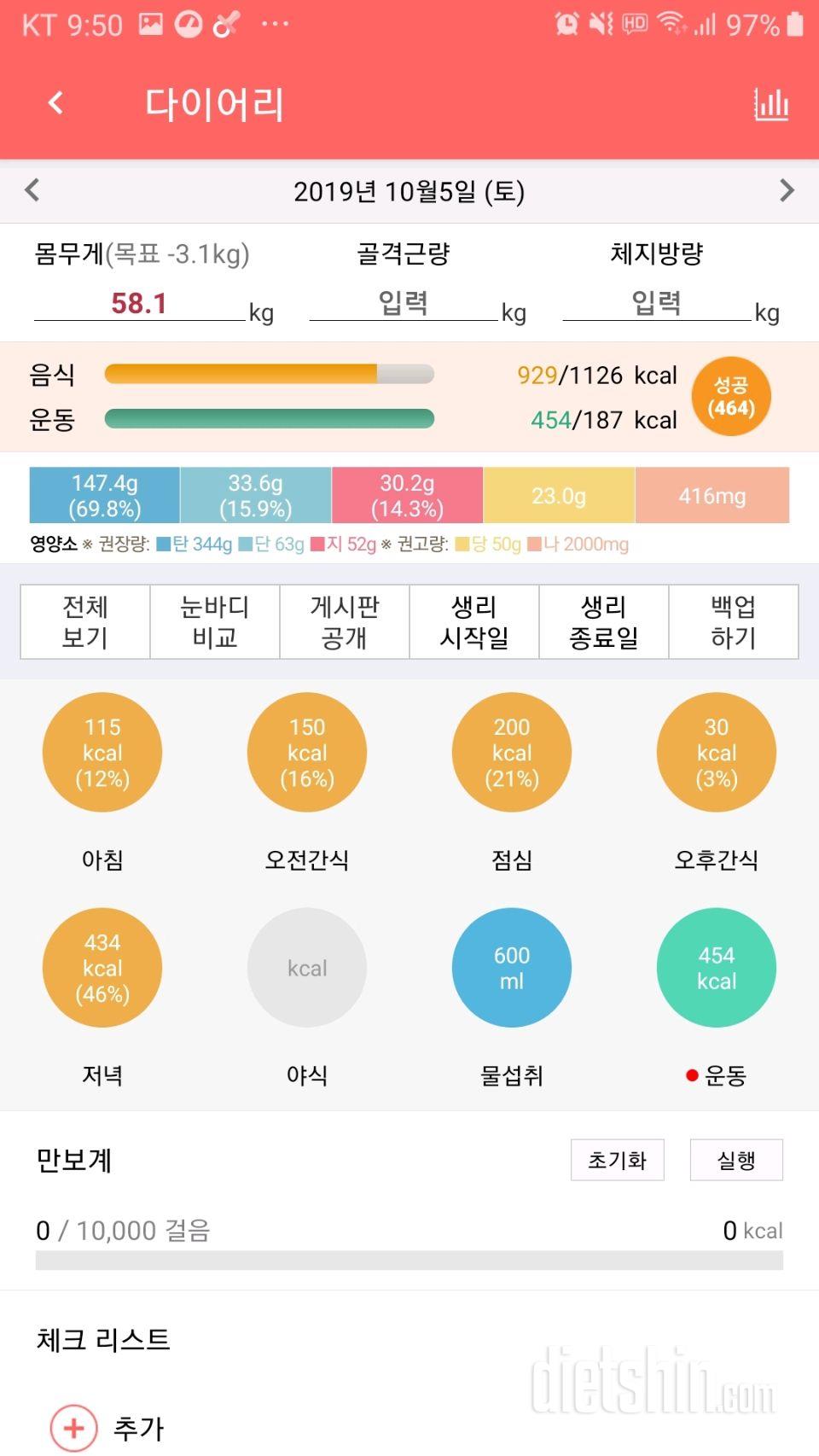 30일 야식끊기 35일차 성공!