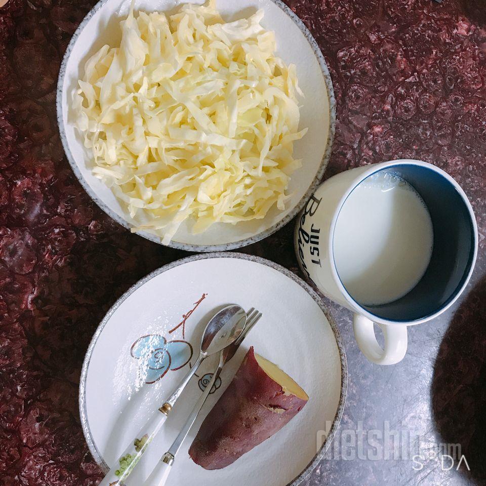 양배추 계란찜 고구마 저지방우유