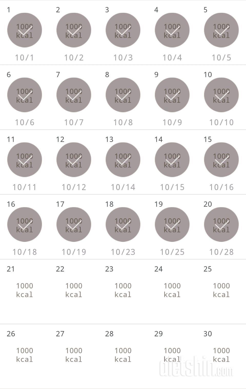 30일 1,000kcal 식단 20일차 성공!