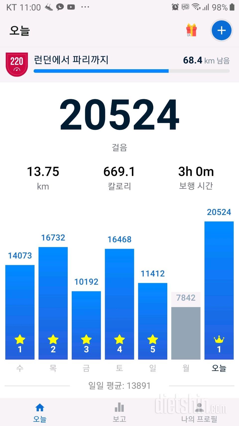 30일 만보 걷기 2일차 성공!