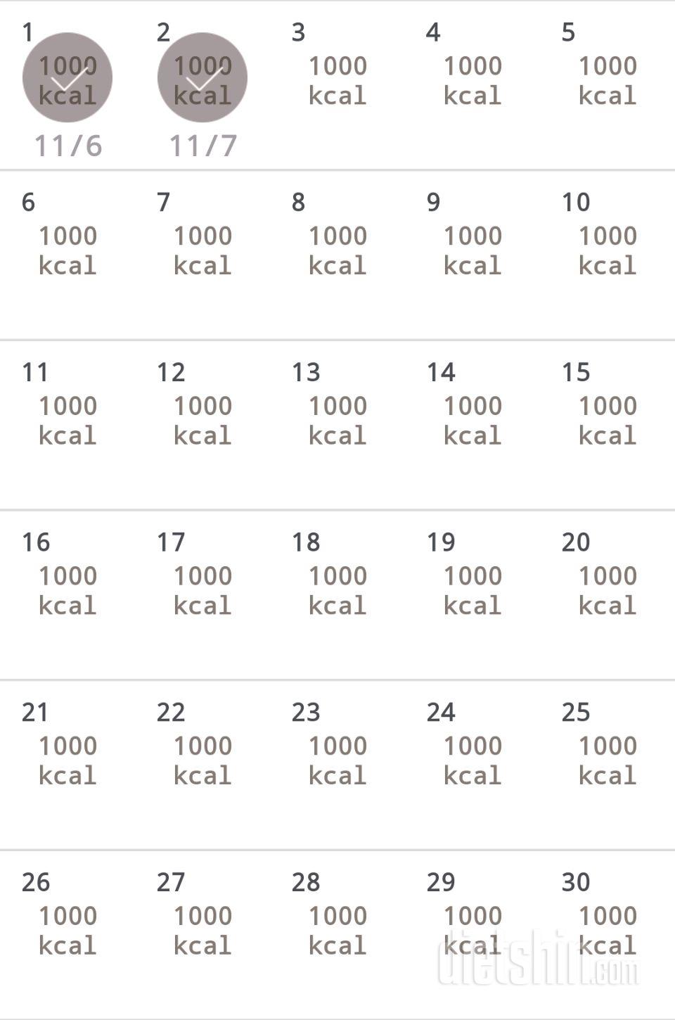 30일 1,000kcal 식단 2일차 성공!