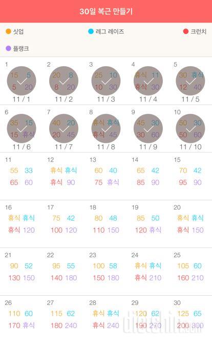 30일 복근 만들기 10일차 성공!