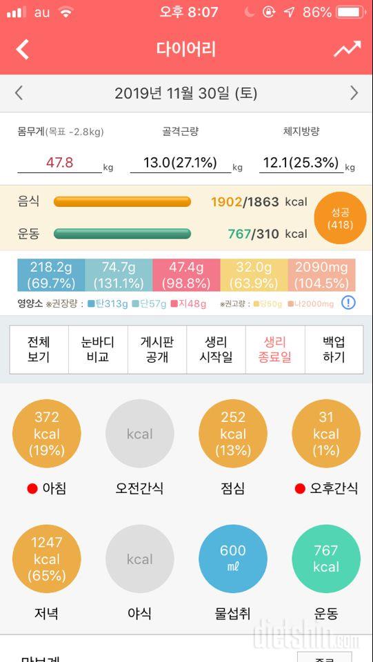 30일 당줄이기 15일차 성공!