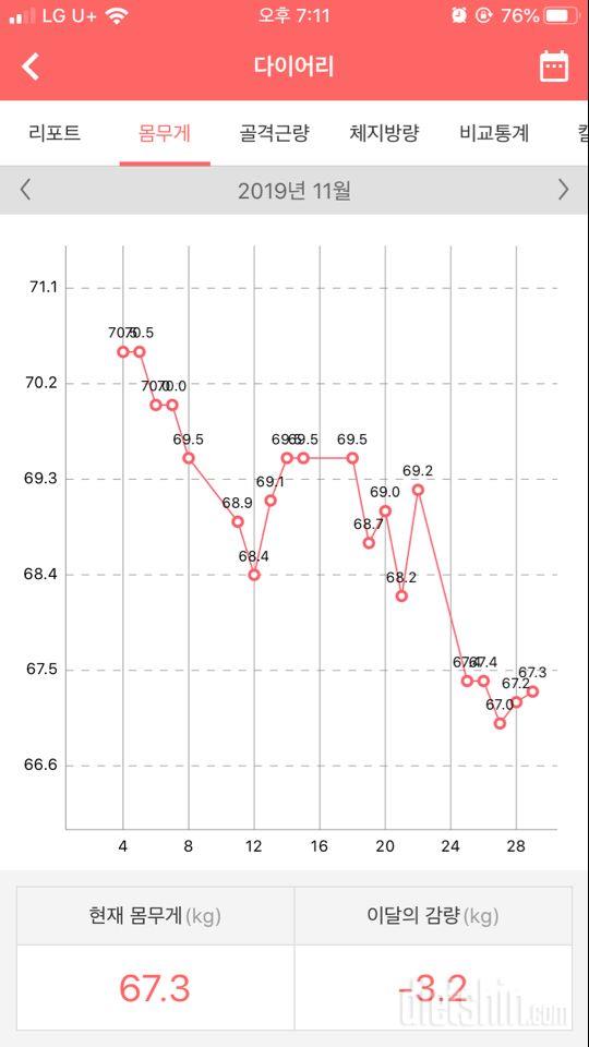 11월 몸무게 감량