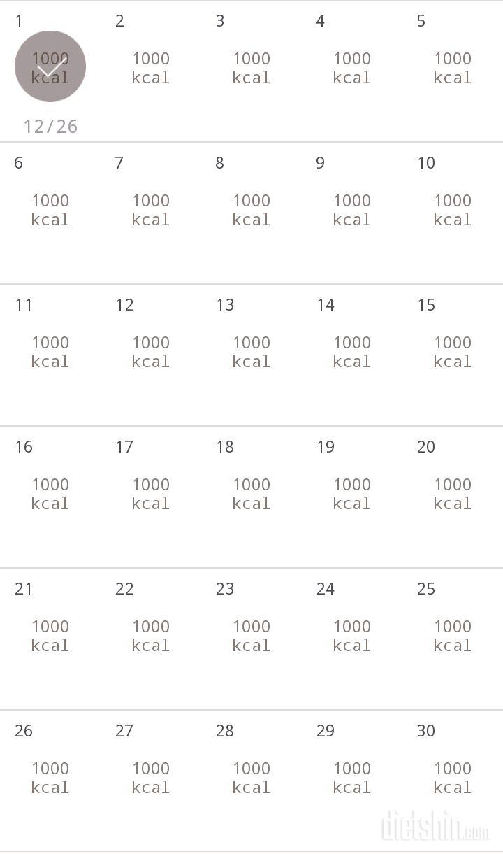 30일 1,000kcal 식단 1일차 성공!