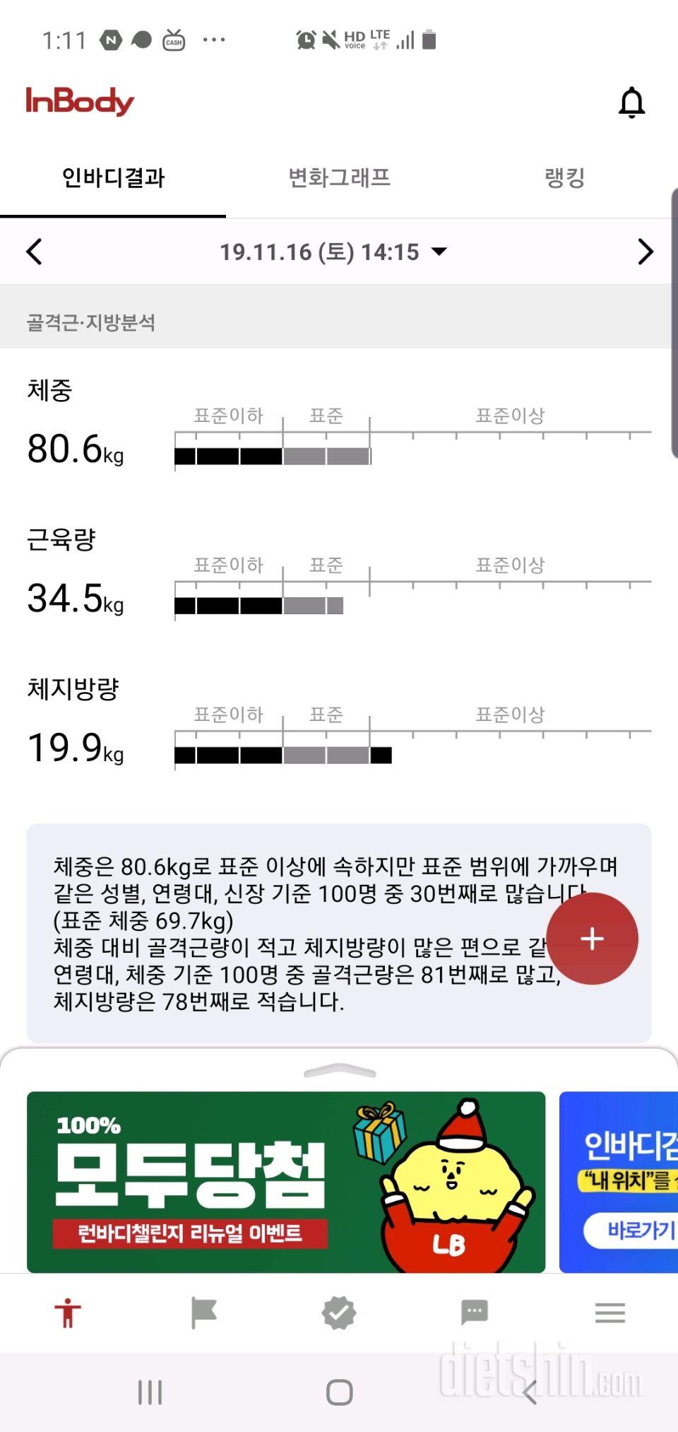 11월과 12월인바디 변화