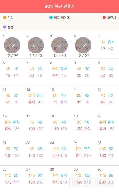 30일 복근 만들기 4일차 성공!