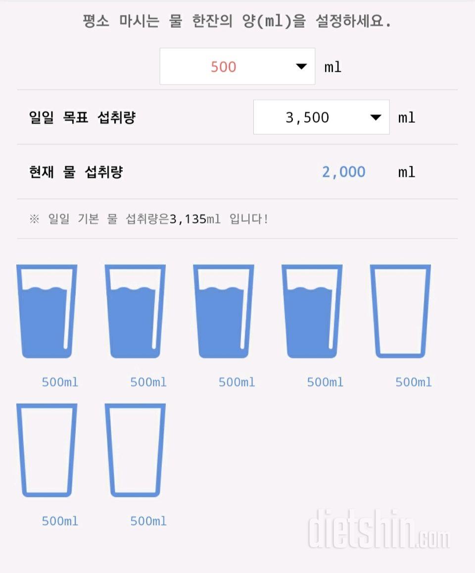 30일 하루 2L 물마시기 1일차 성공!