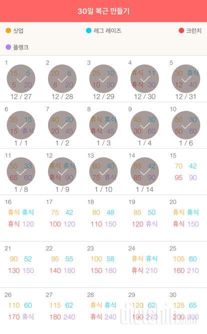 30일 복근 만들기 14일차 성공!