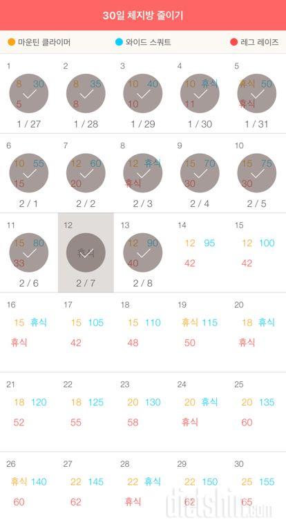 30일 체지방 줄이기 13일차 성공!