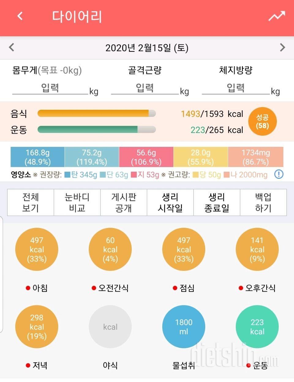 2/15(토)하루식단~.