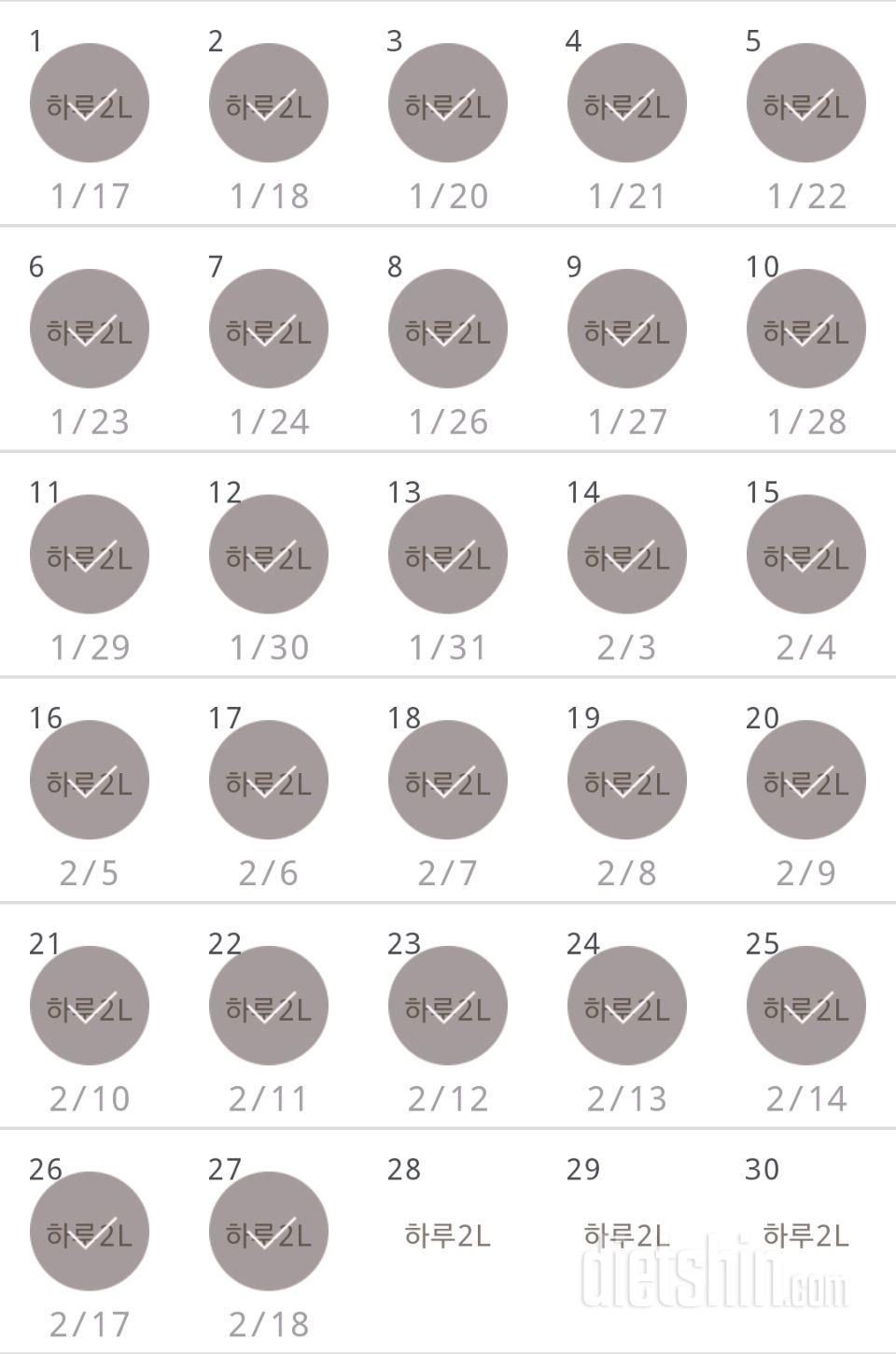 30일 하루 2L 물마시기 147일차 성공!