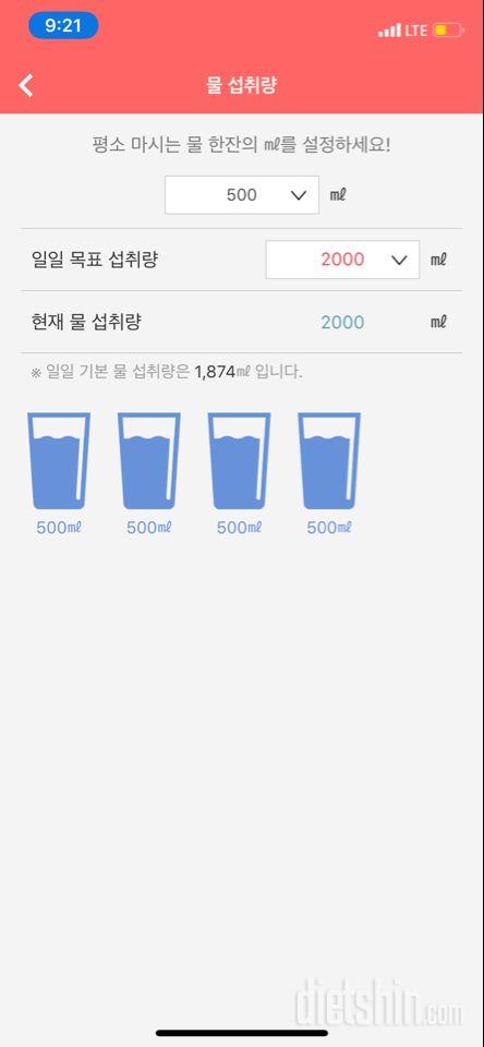 30일 하루 2L 물마시기 20일차 성공!