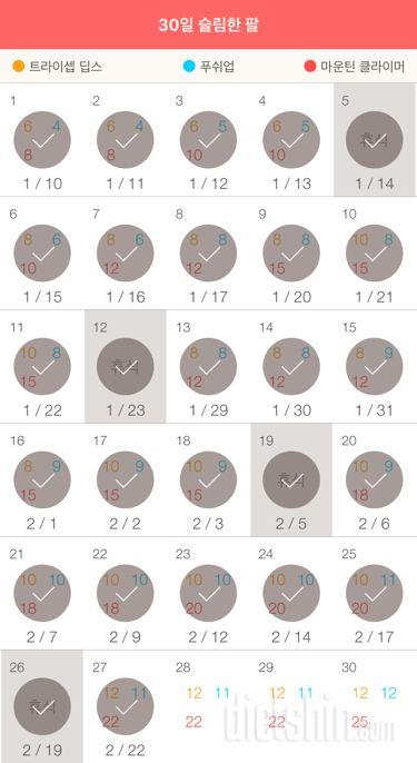 30일 슬림한 팔 57일차 성공!