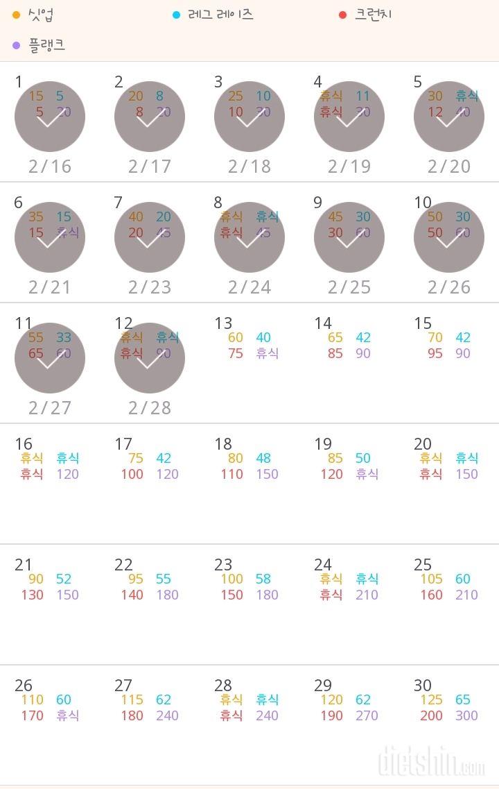 30일 복근 만들기 222일차 성공!