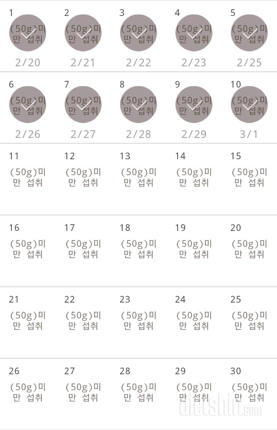 30일 당줄이기 10일차 성공!