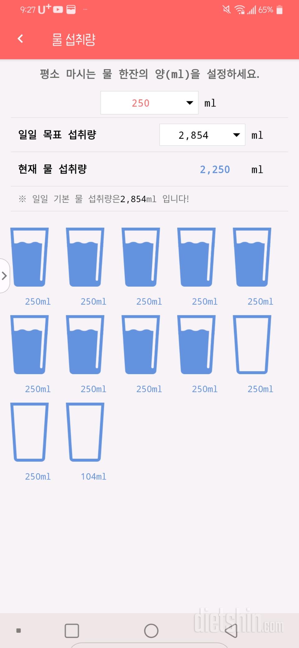 30일 하루 2L 물마시기 2일차 성공!