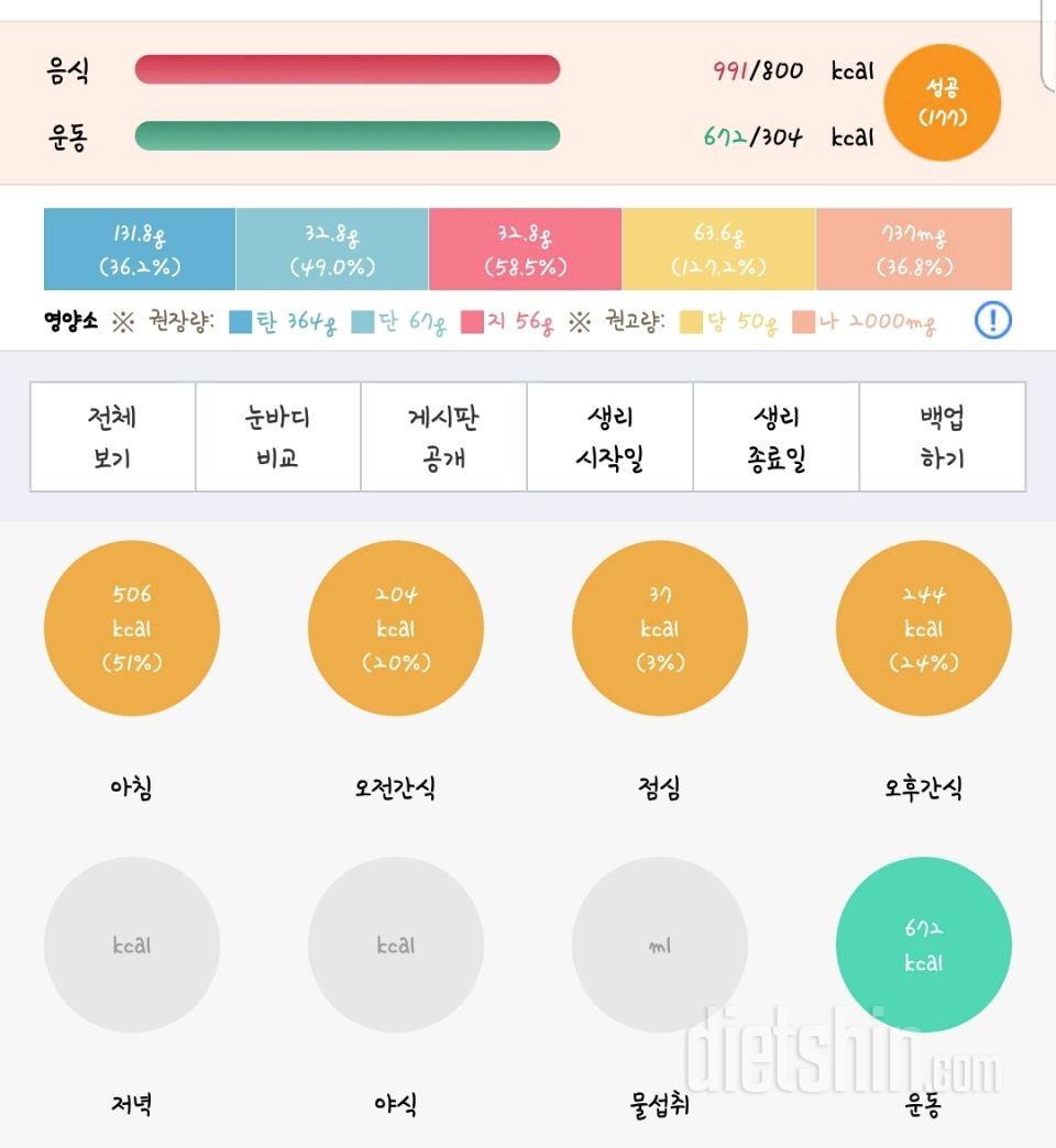 30일 1,000kcal 식단 1일차 성공!