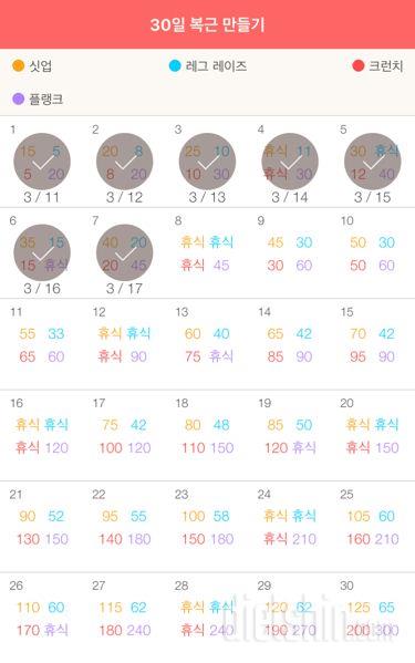 30일 복근 만들기 7일차 성공!