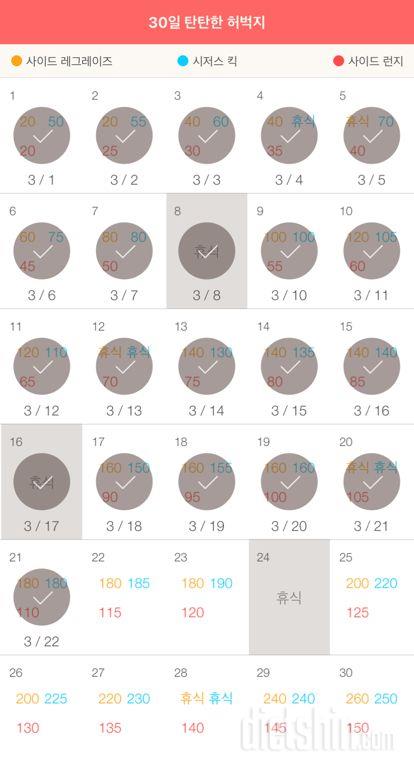 30일 탄탄한 허벅지 21일차 성공!