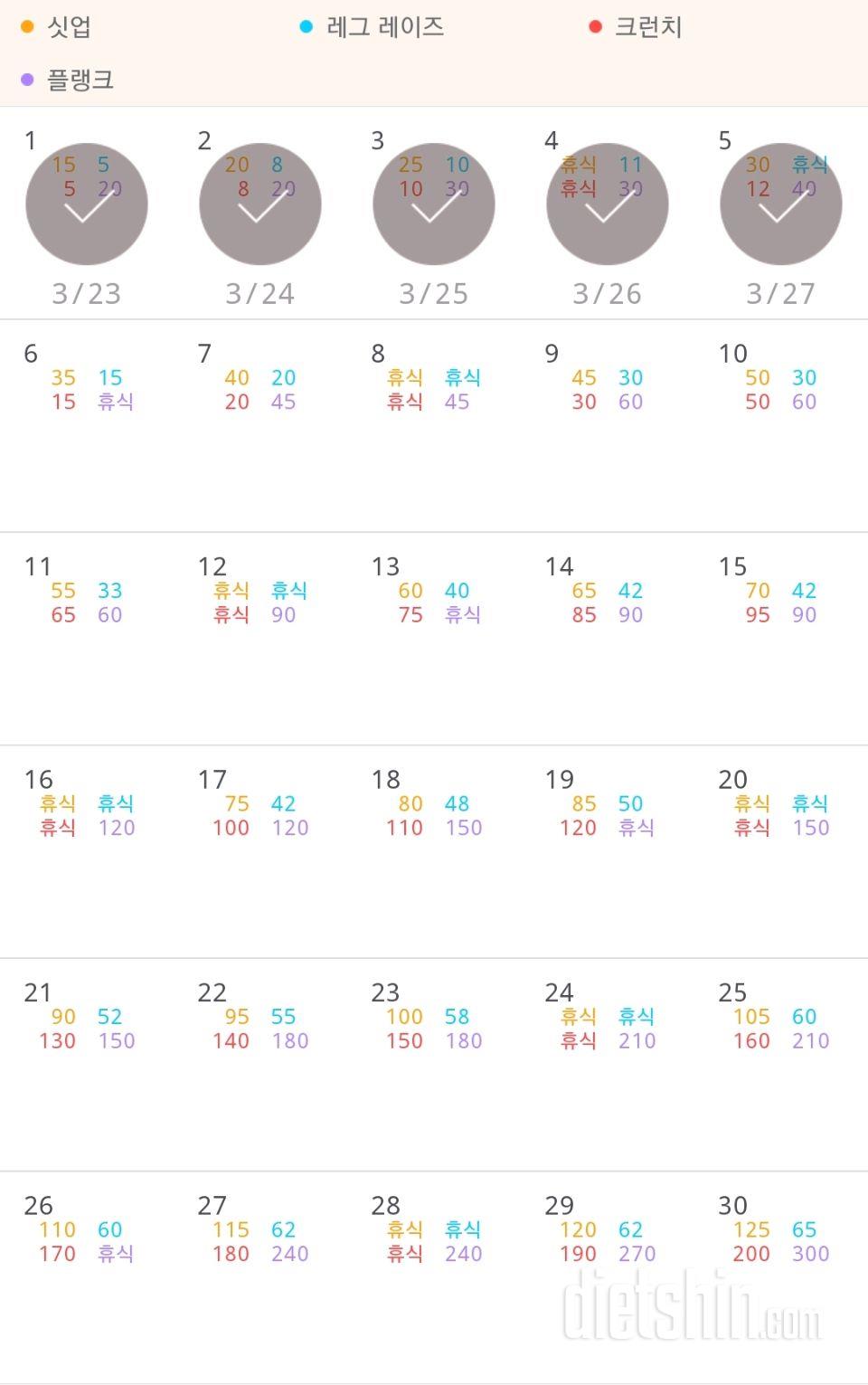 30일 복근 만들기 5일차 성공!