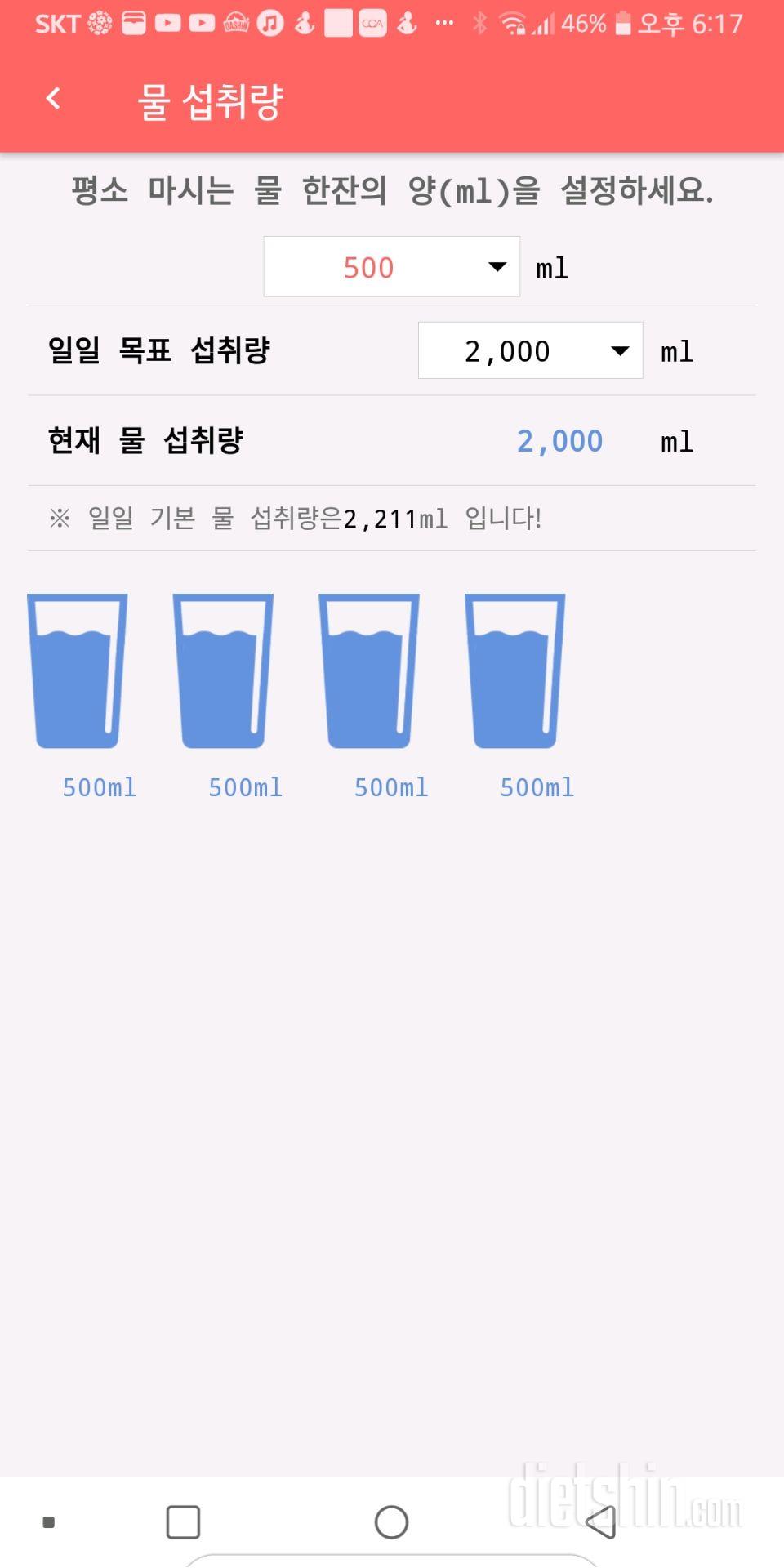 30일 하루 2L 물마시기 5일차 성공!