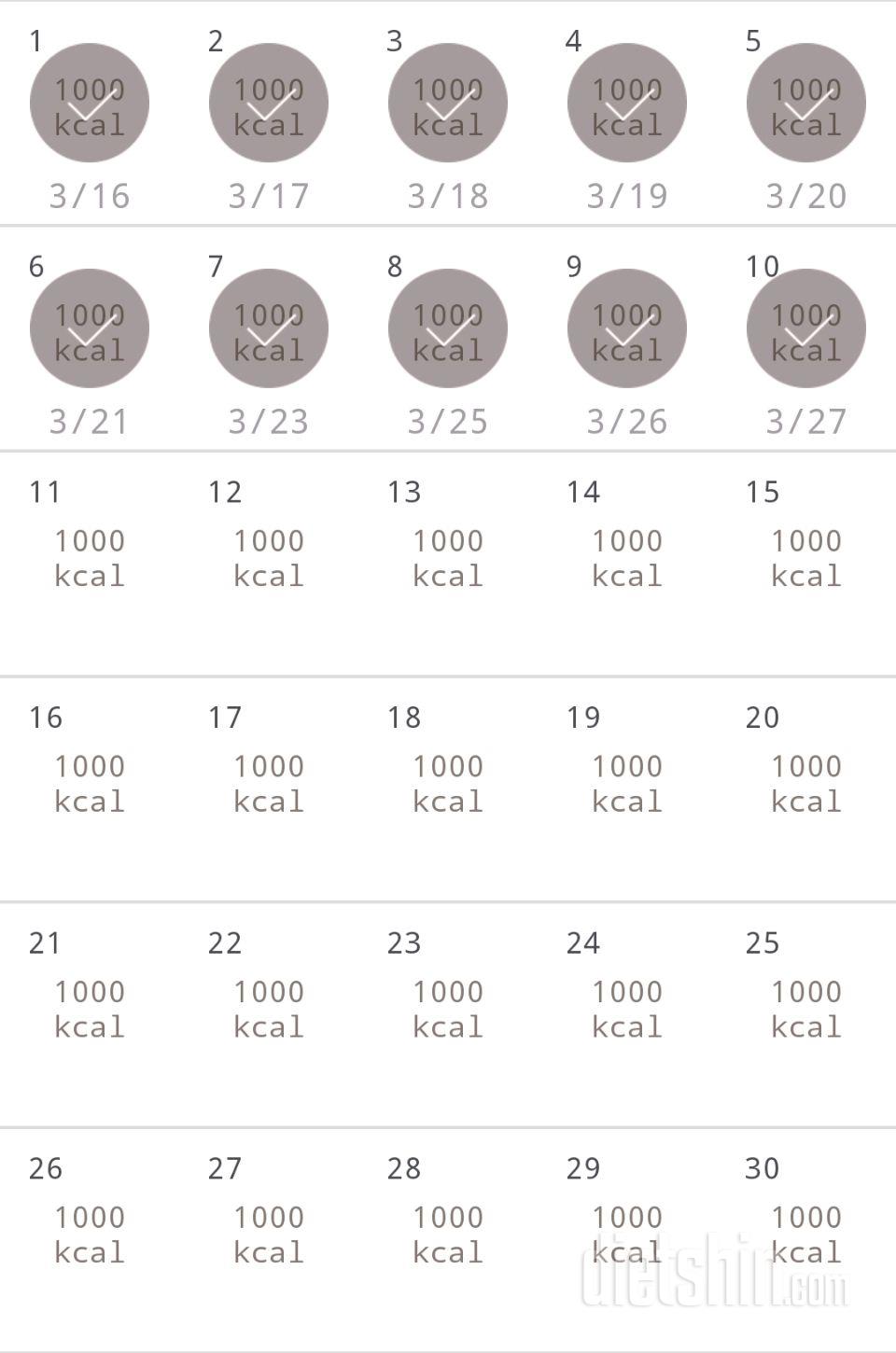 30일 1,000kcal 식단 10일차 성공!