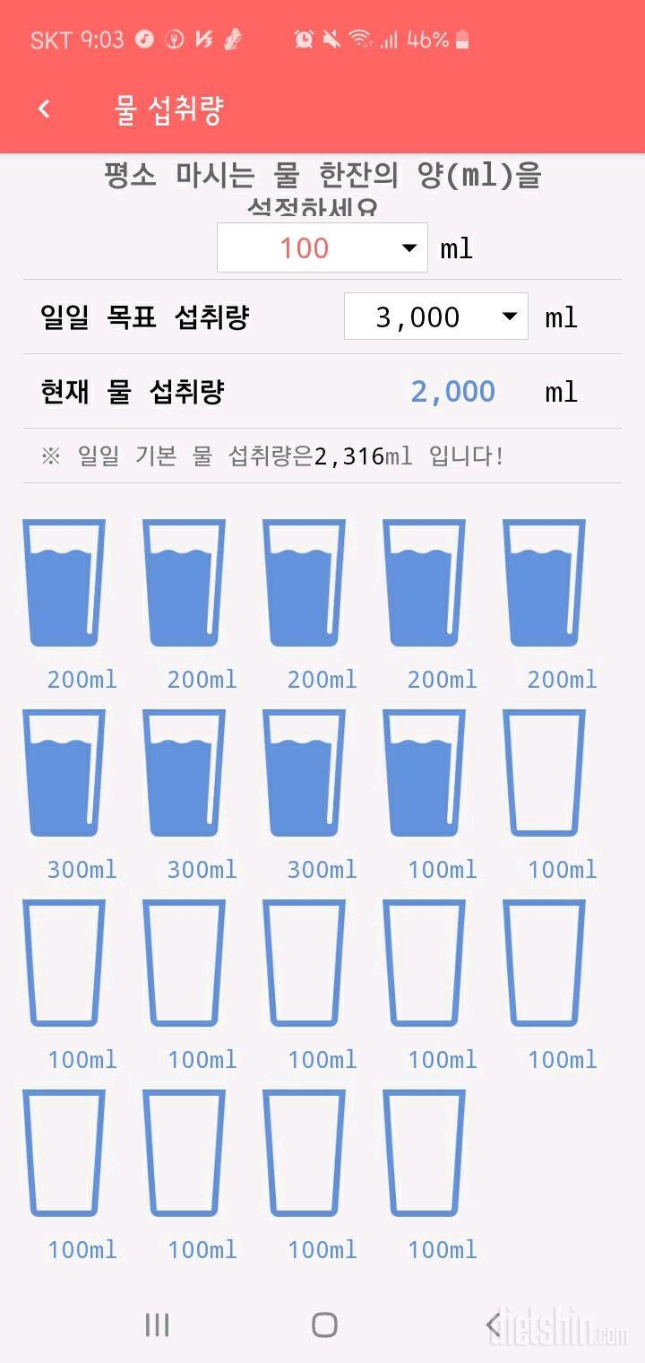 30일 하루 2L 물마시기 19일차 성공!