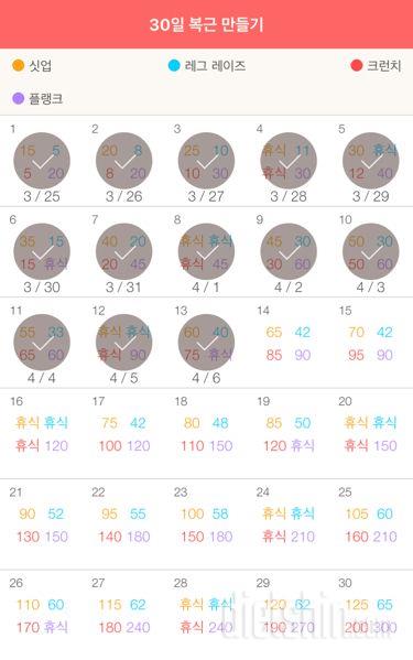 30일 복근 만들기 103일차 성공!