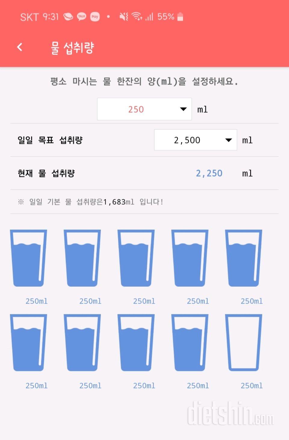 30일 하루 2L 물마시기 11일차 성공!