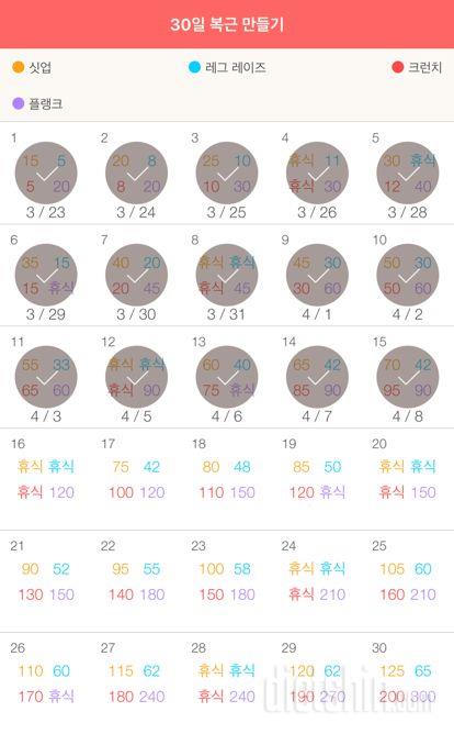 30일 복근 만들기 15일차 성공!