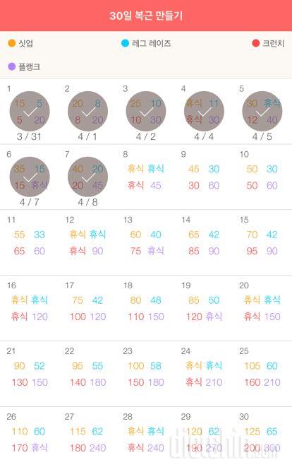 30일 복근 만들기 37일차 성공!