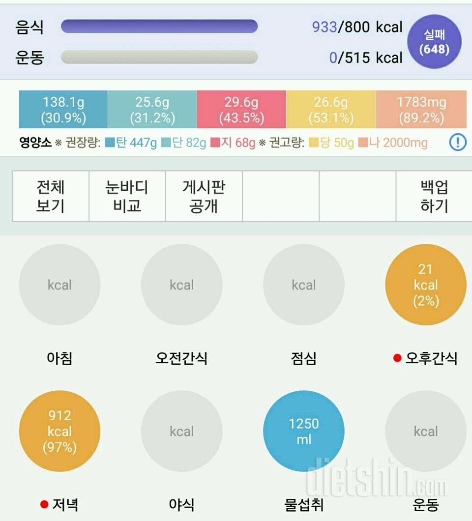 30일 1일 1식 1,000kcal 제한 식단 8일차 성공!