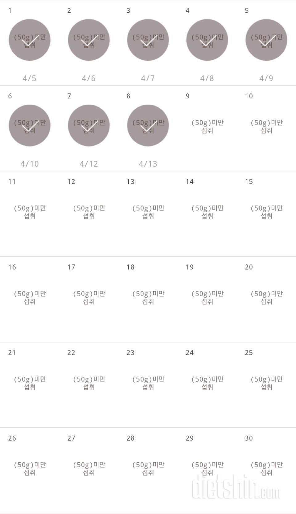 30일 당줄이기 8일차 성공!