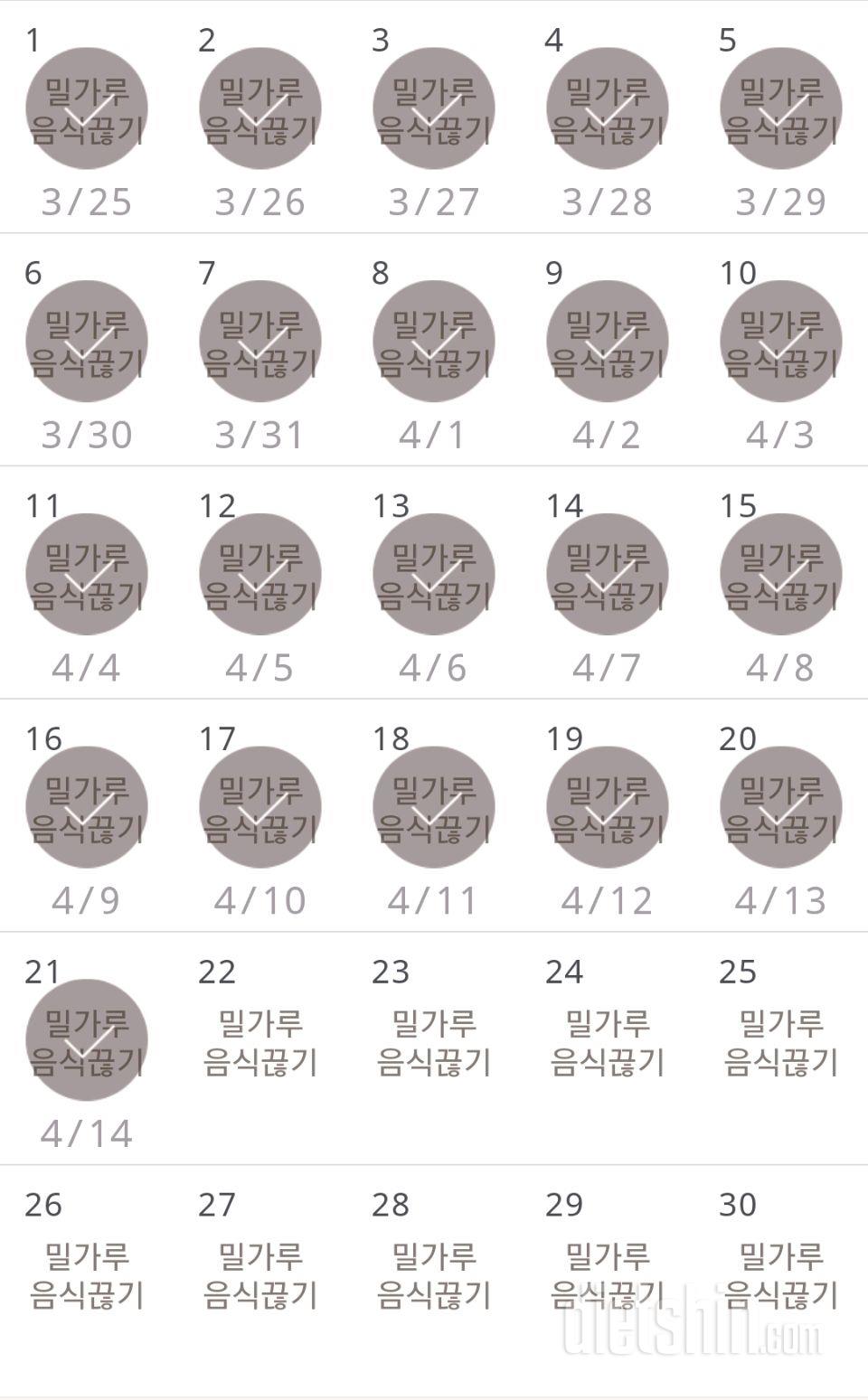 30일 밀가루 끊기 21일차 성공!