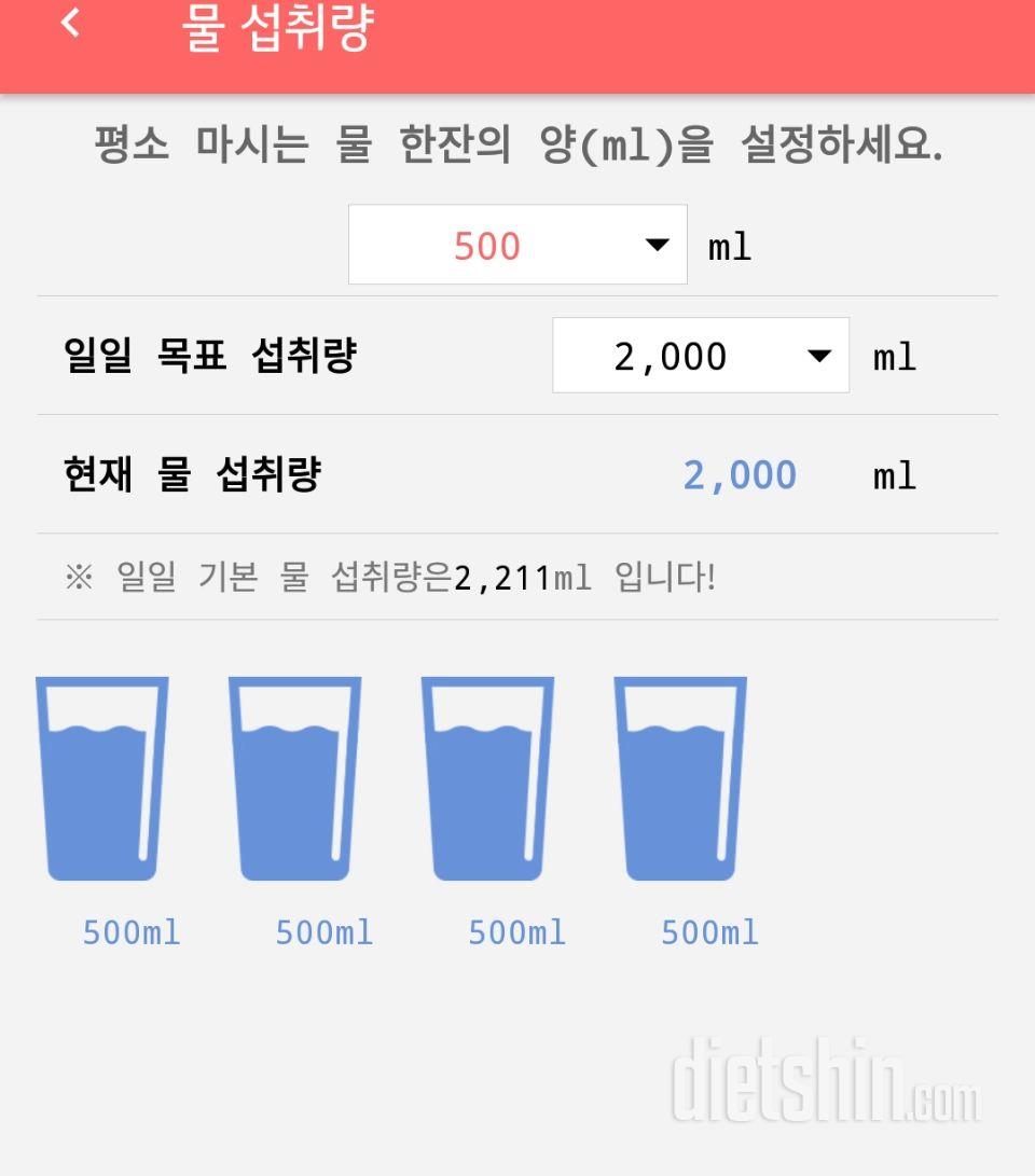 30일 하루 2L 물마시기 22일차 성공!