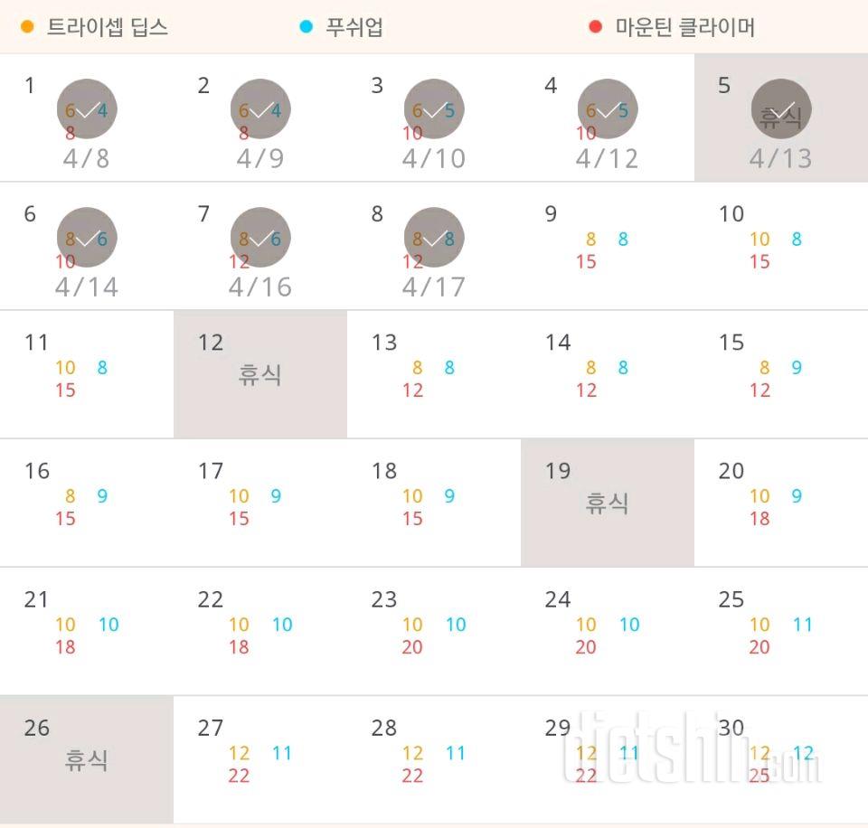 30일 슬림한 팔 8일차 성공!