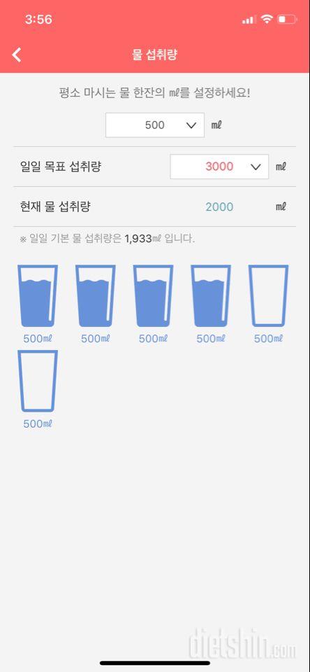 30일 하루 2L 물마시기 1일차 성공!