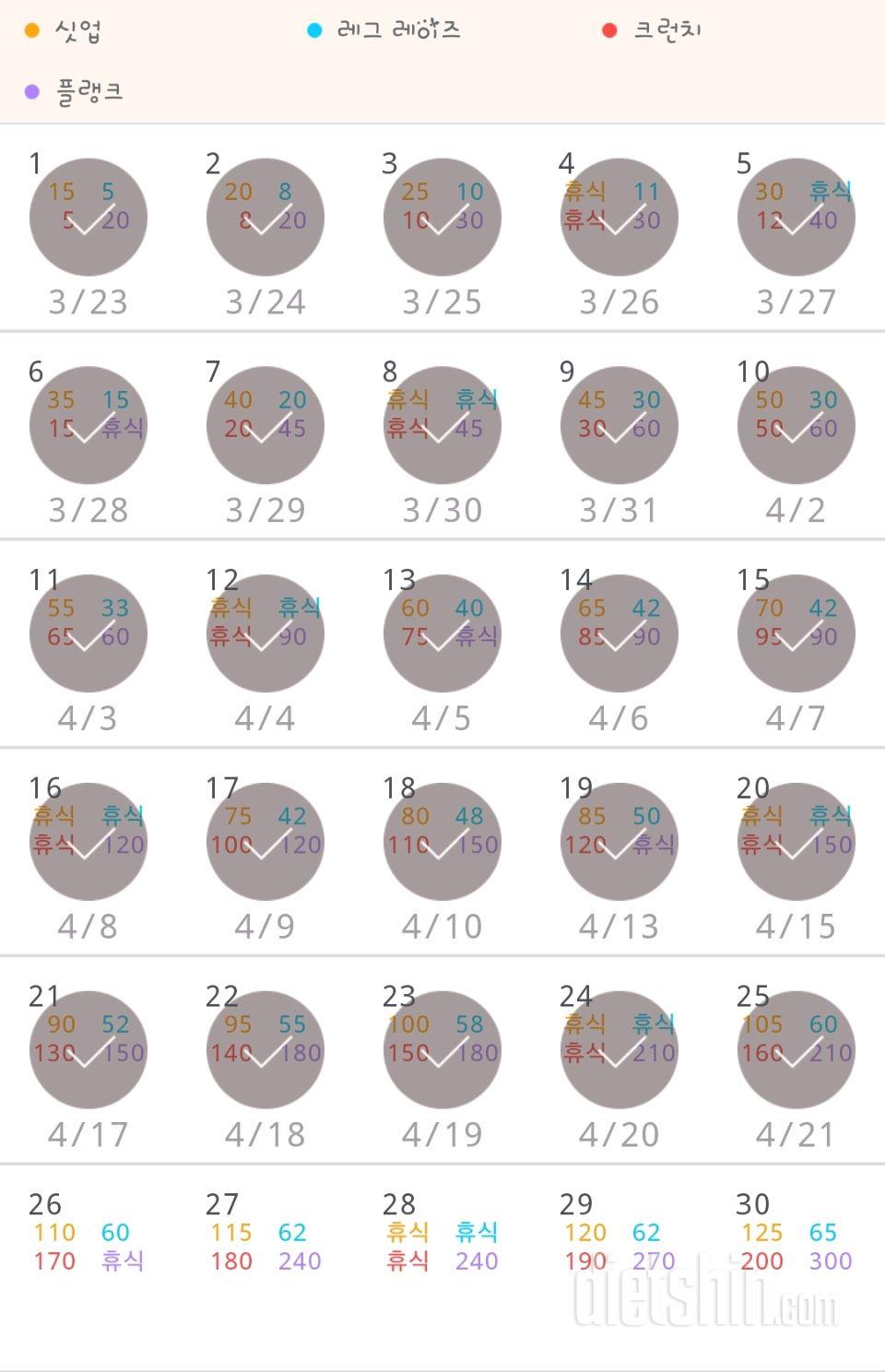 30일 복근 만들기 25일차 성공!