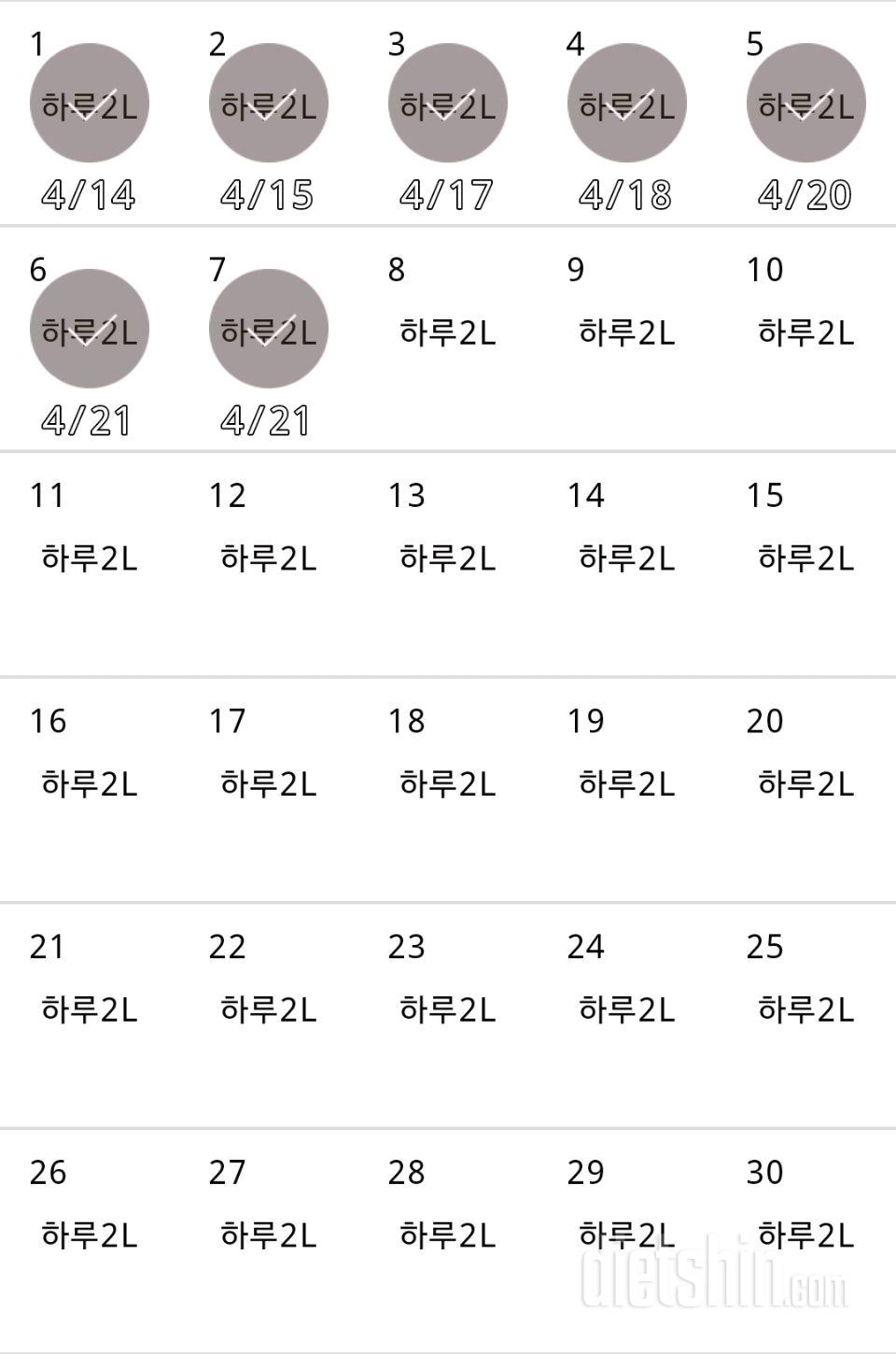 30일 하루 2L 물마시기 7일차 성공!