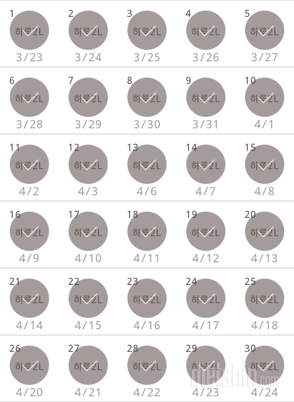 30일 하루 2L 물마시기 30일차 성공!