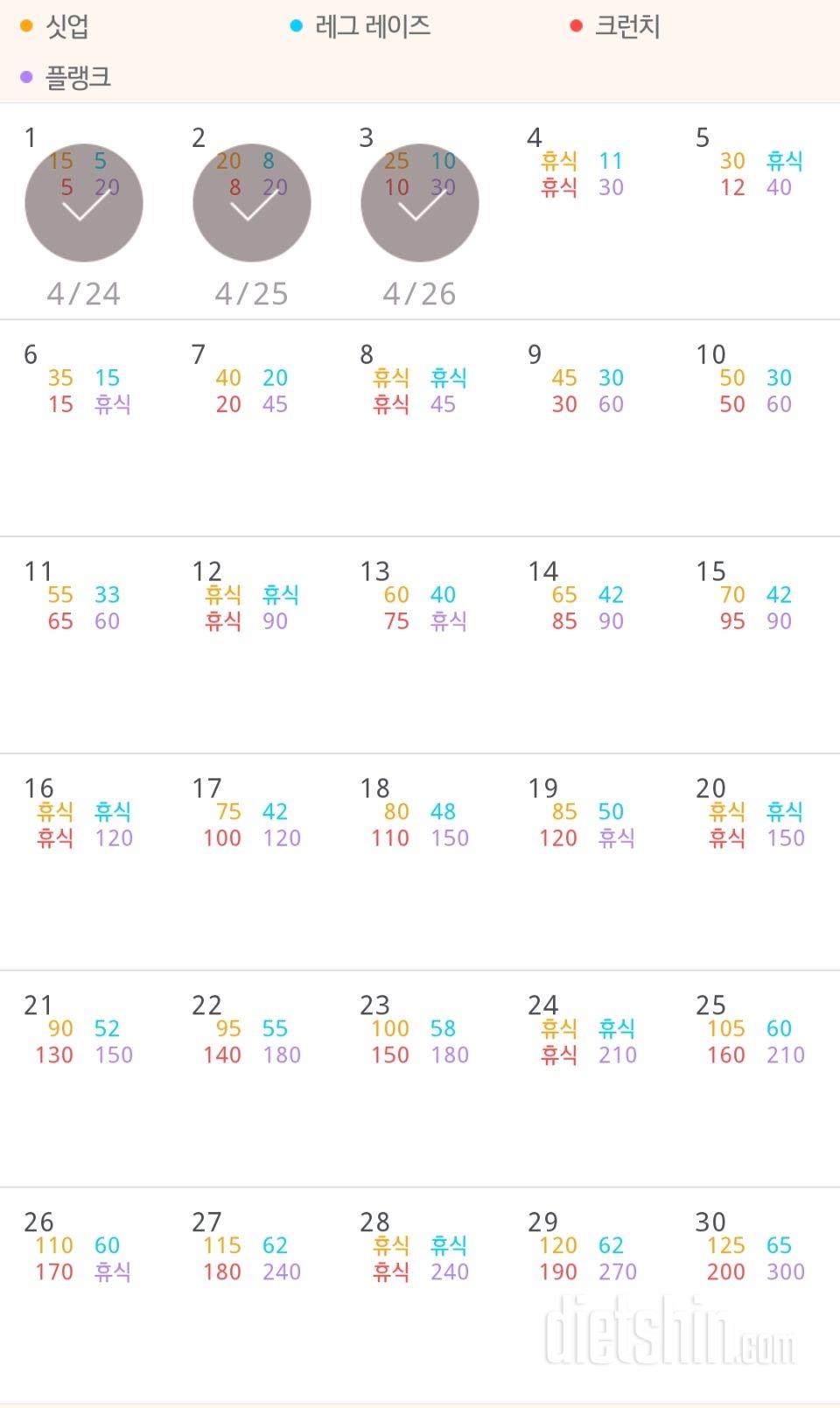 30일 복근 만들기 63일차 성공!